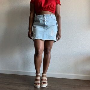 Charlotte Russe Distressed Jean Skirt (NWT)